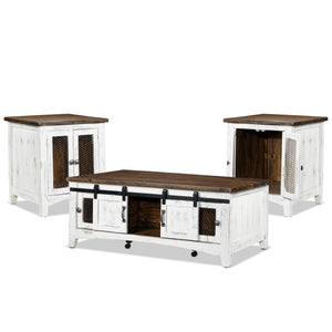 Pueblo Ens. Table de centre et 2 tables de bout – blanc