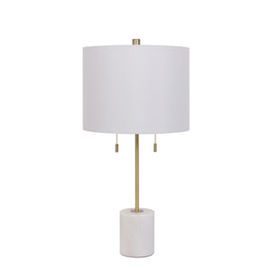 Carrara Lampe sur table 26 po – marbre blanc et laiton antique