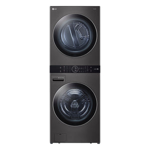 LG WashTowerMC Laveuse à chargement frontal 5,2 pi³ avec Centre ControlMC et sécheuse électrique 7,4 pi³ avec vapeur acier inoxydable noir WKEX200HBA