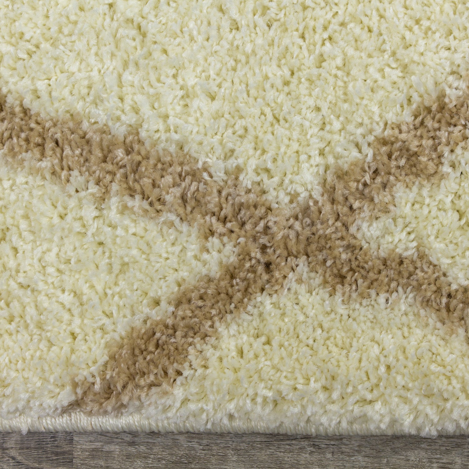 Finesse Lines Crossing Shag Area Rug - 8' X 11' - Cream/Beige