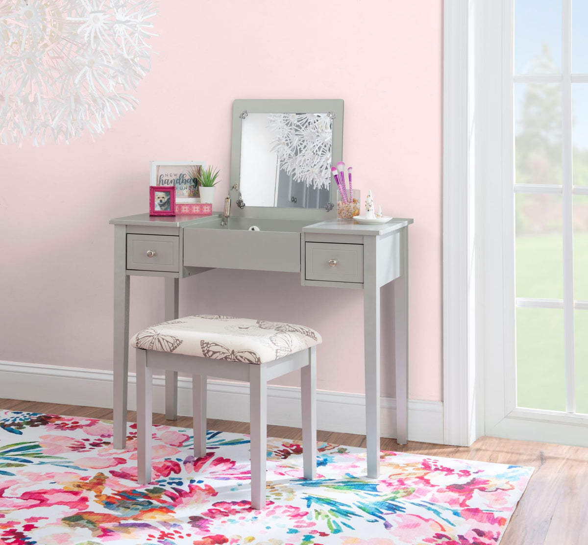 Virginia 2-Piece Vanity Set - Silver