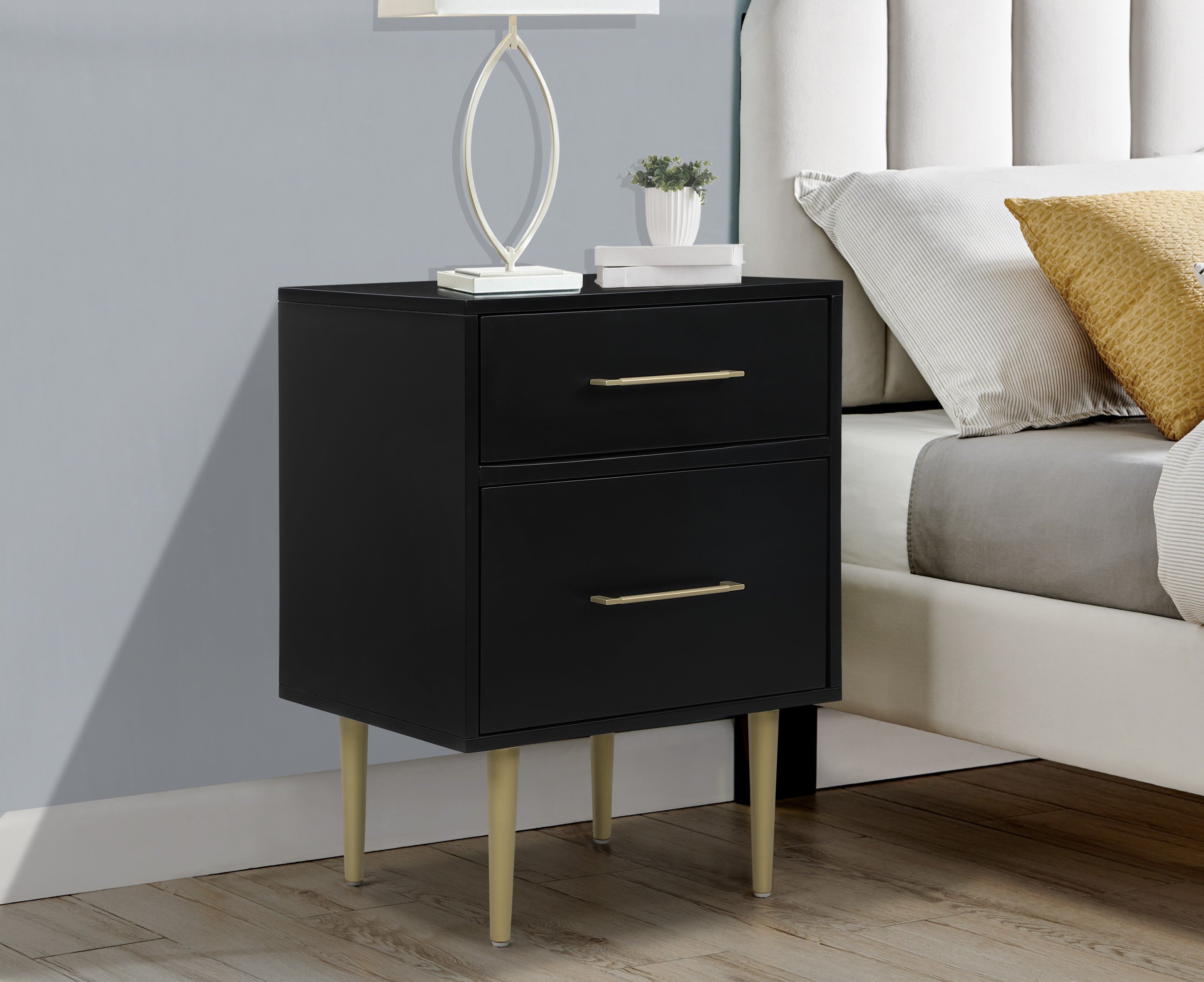 Valerie Glam Night Table - Black