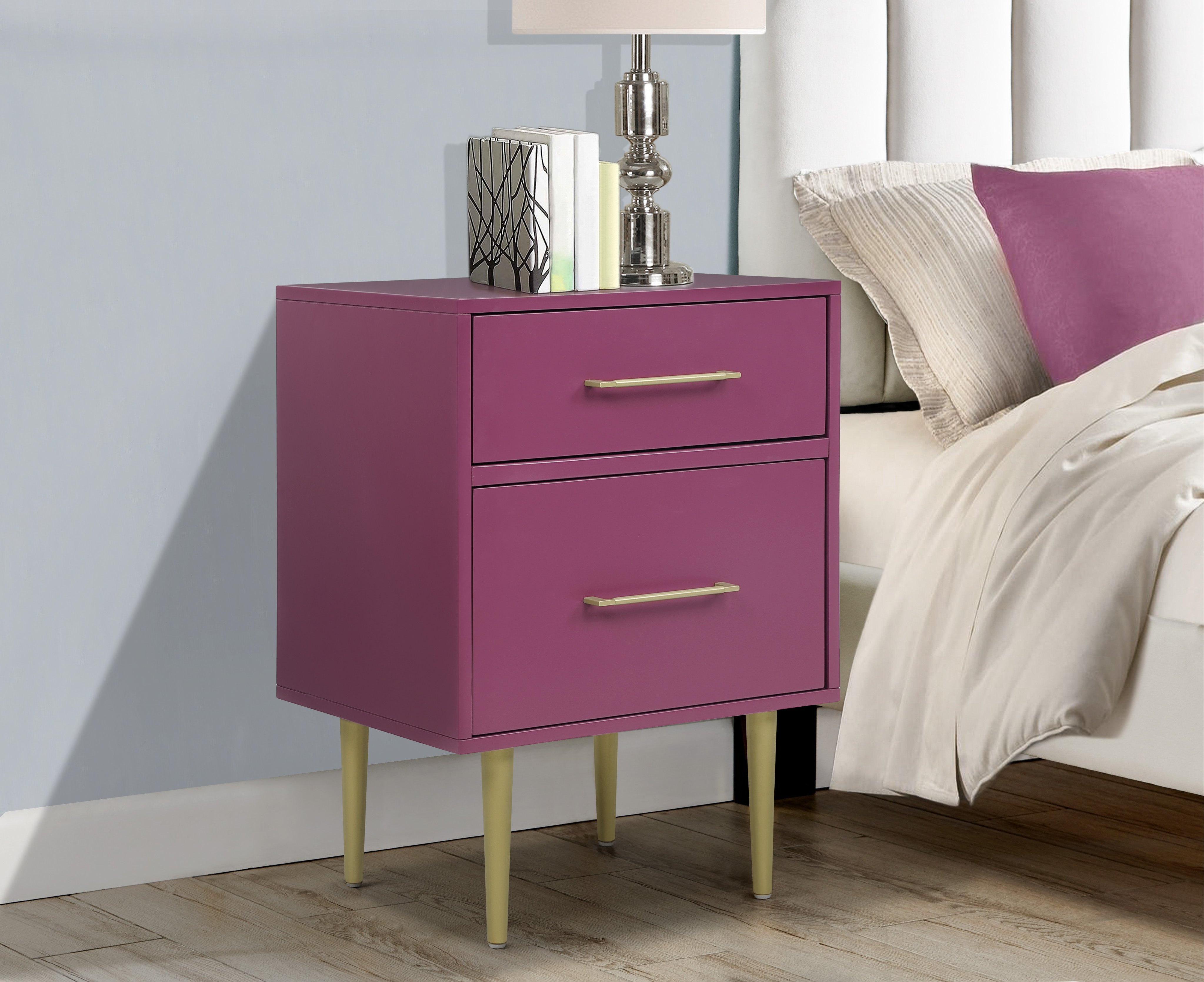 Valerie Glam Night Table - Raspberry