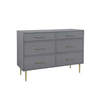 Valerie Glam 6-Drawer Dresser - Dark Grey
