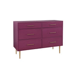 Valerie Glam 6-Drawer Dresser - Raspberry