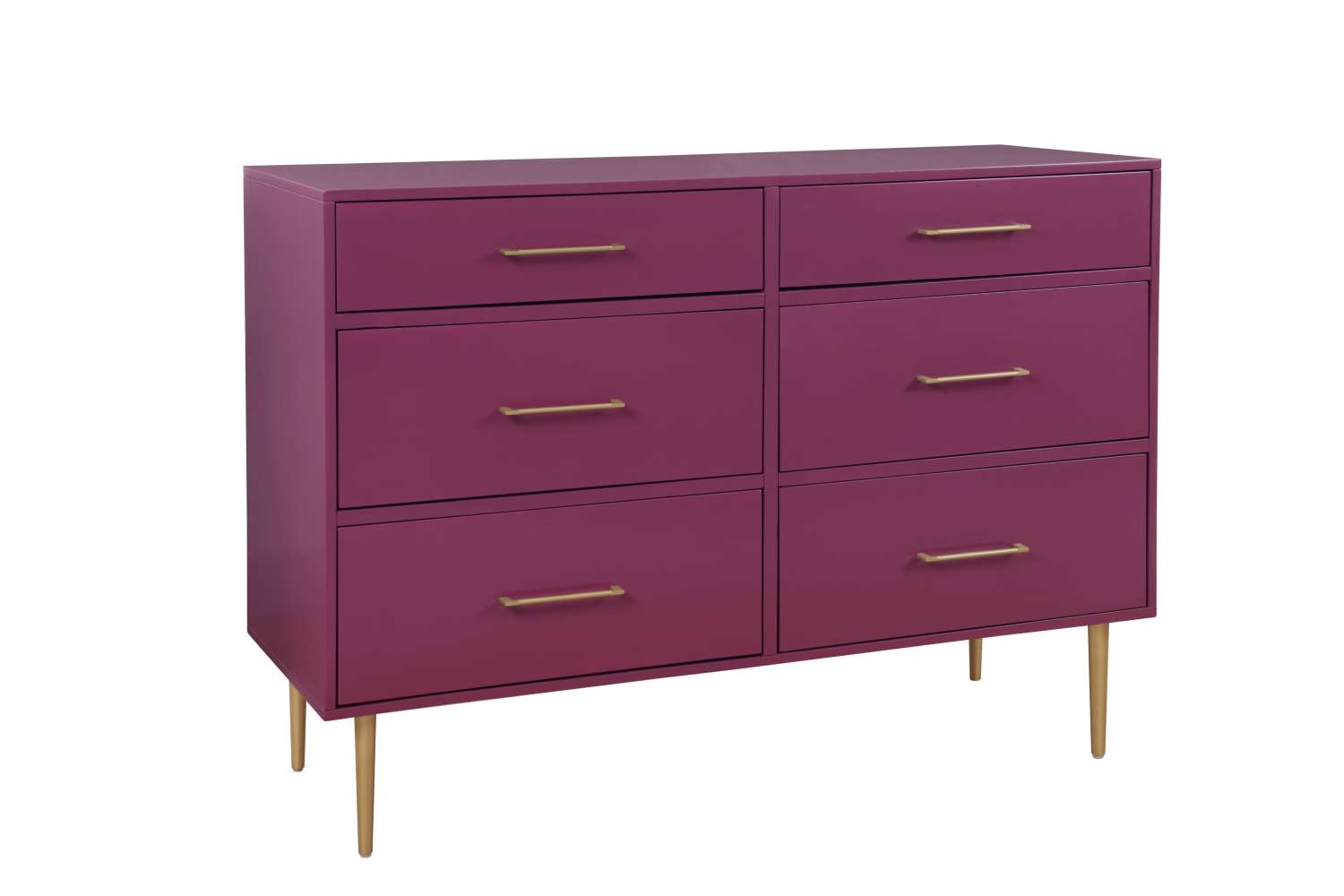Valerie Glam 6-Drawer Dresser - Raspberry