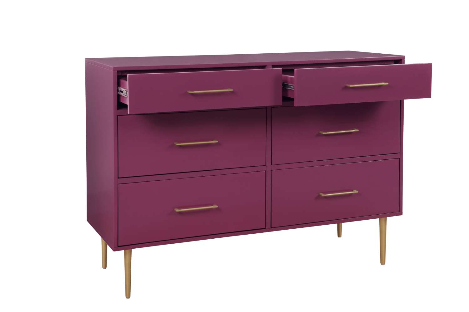 Valerie Glam 6-Drawer Dresser - Raspberry