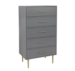 Valerie Glam Commode 5 tiroirs – gris foncé