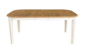 Barrie Table de salle à manger avec rallonge – blanc antique, brun