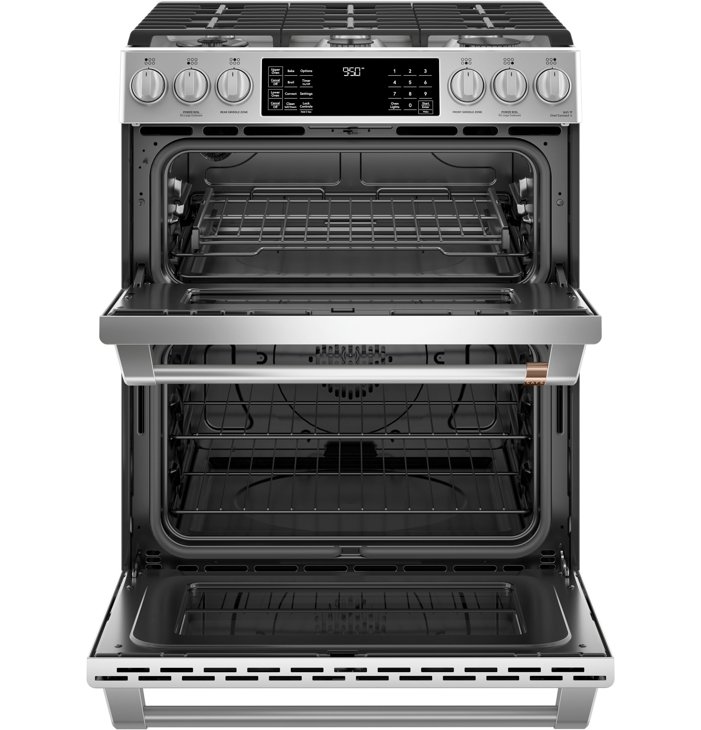 Café™ Stainless Steel 30" Slide-In Front Control Dual-Fuel Double Oven with Convection Range and Air Fry (6.7 Cu.Ft) - CC2S950P2MS1