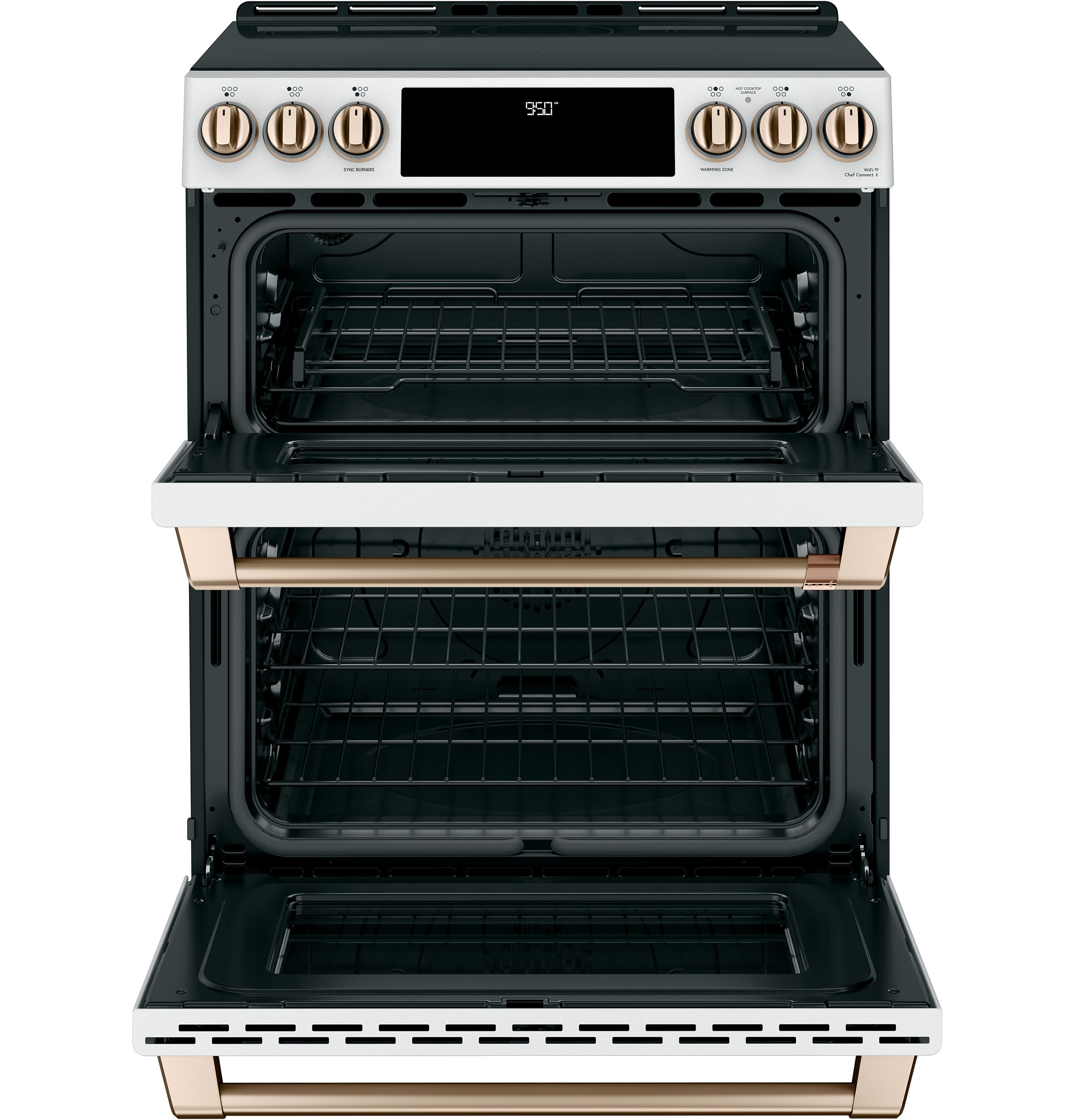 Café™ Matte White 30" Slide-In Front Control Induction and Convection Double Oven Range (7.0 Cu.Ft) - CCHS950P4MW2