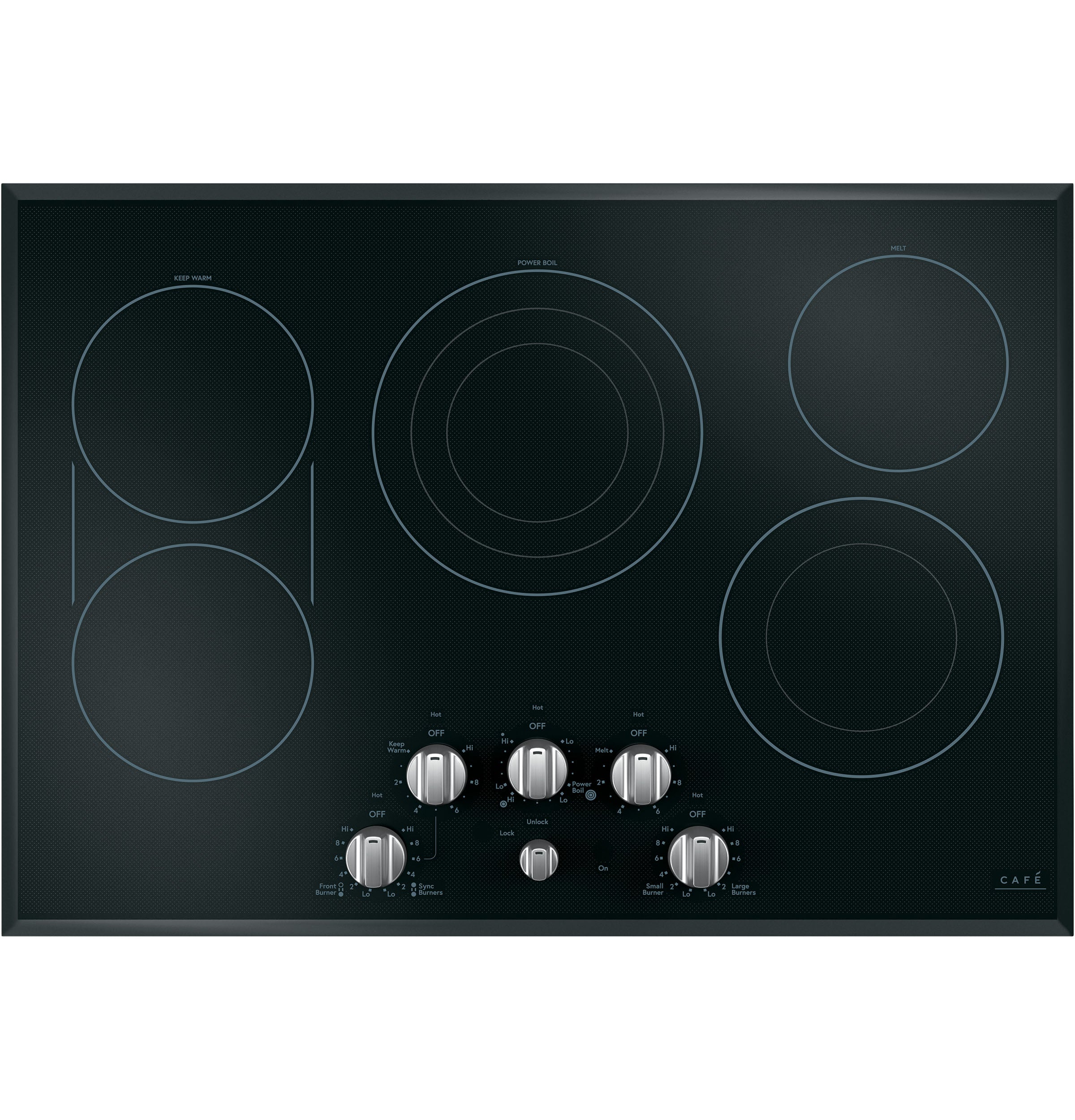 Café Black 30" Built-In Knob Control Electric Cooktop - CEP70302MS1