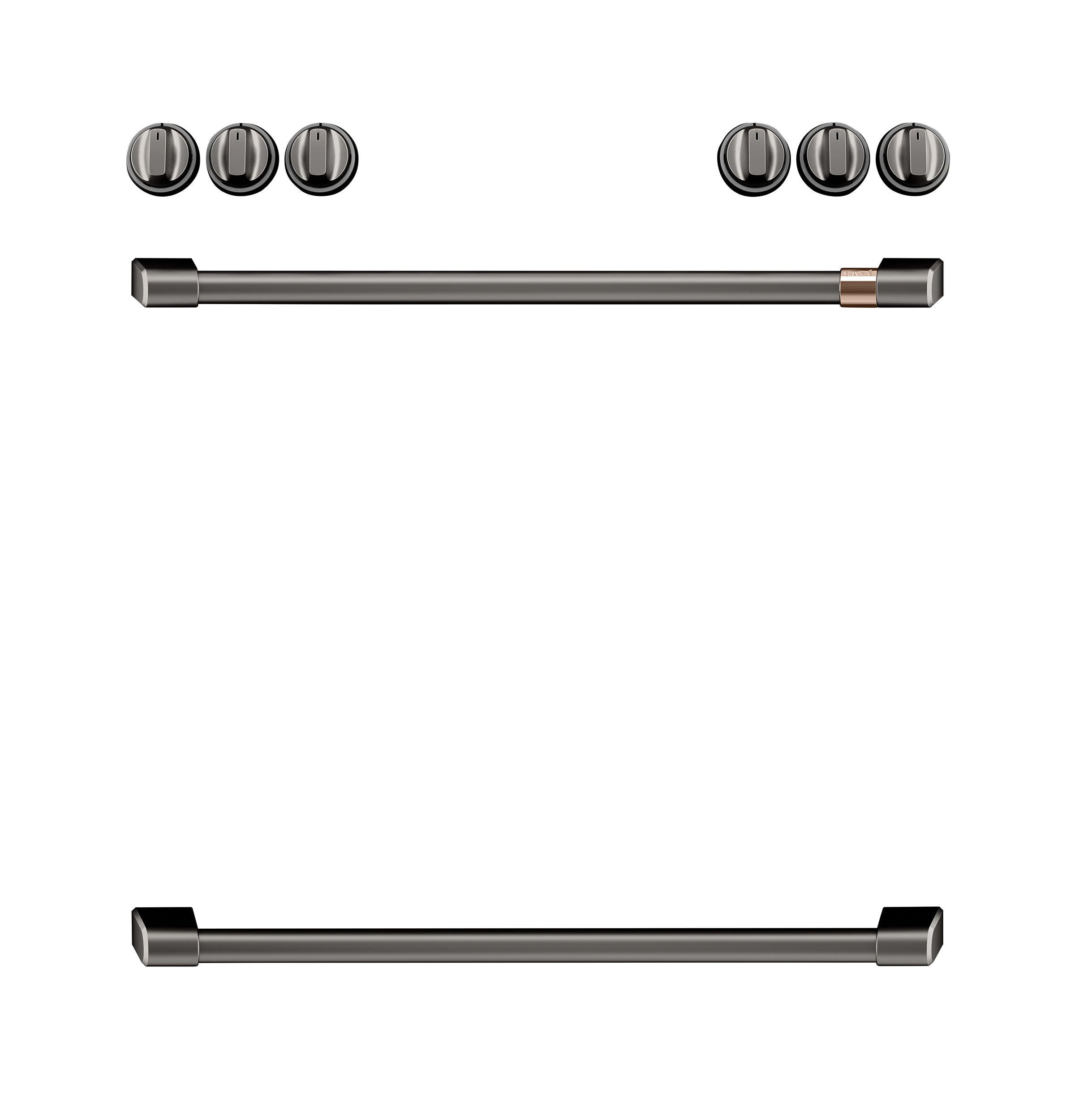 Café™ Brushed Black Front Control Electric Knobs and Handles Set - CXFCEHKPMBT