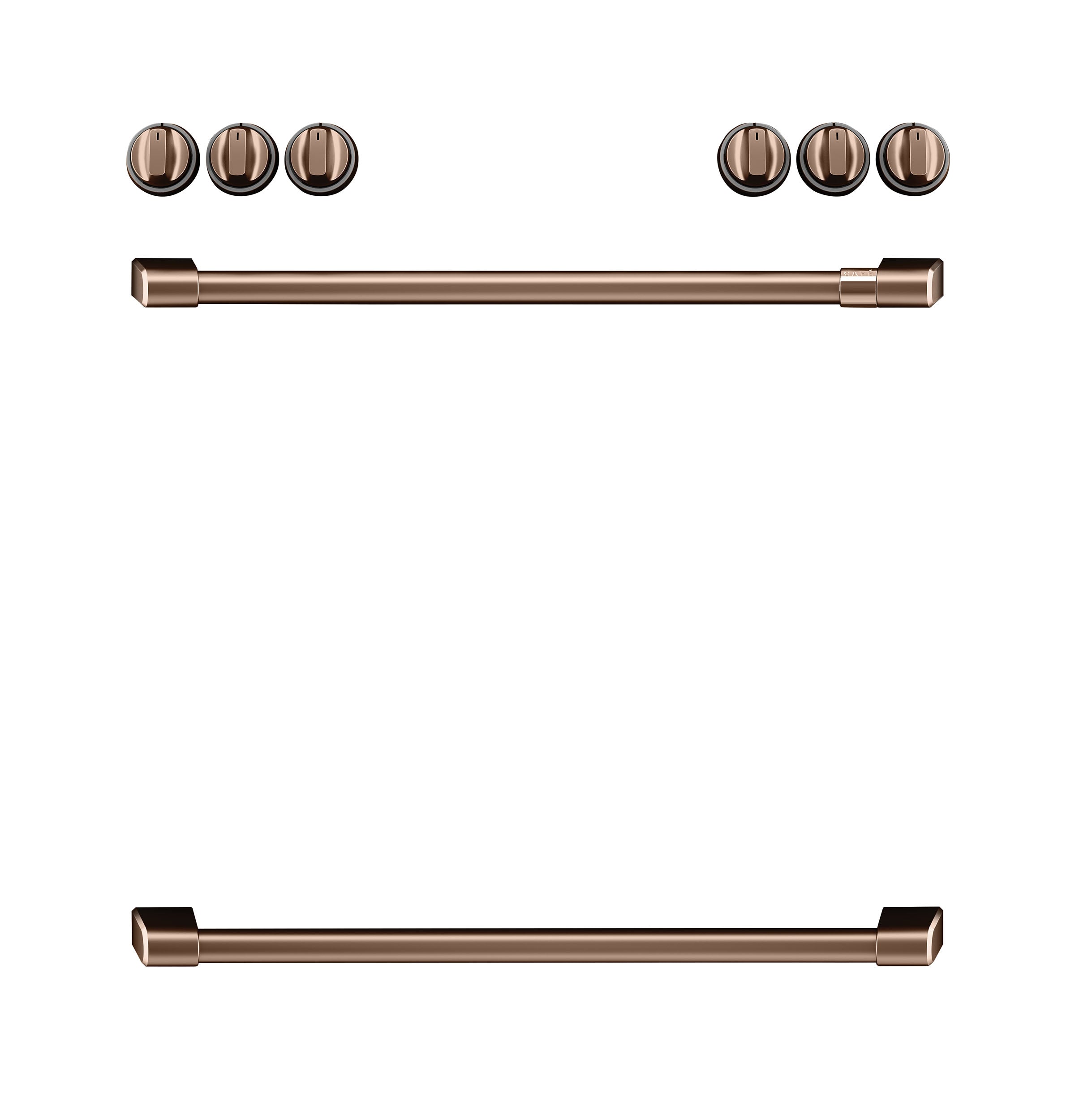 Café™ Brushed Copper Front Control Electric Knobs and Handles Set - CXFCEHKPMCU
