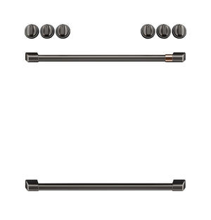 Café Ens. Poignées et boutons pour cuisinière à induction avec commandes à l’avant noir brossé CXFCHHKPMBT