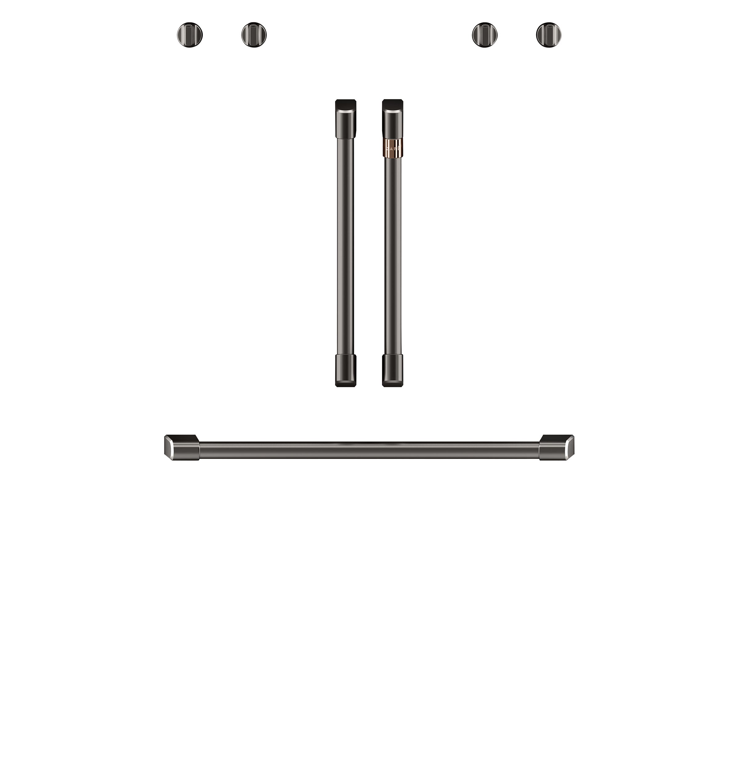 Café™ Brushed Stainless 2Pcs. French-Door Handles; 1Pc. 30" Handle; 4Pcs. Knobs Set - CXWDFHKPMSS