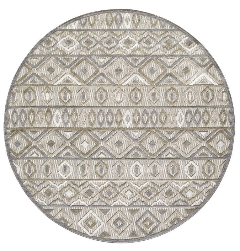 Penniac II Indoor/Outdoor Round Area Rug - 7'10" - Grey