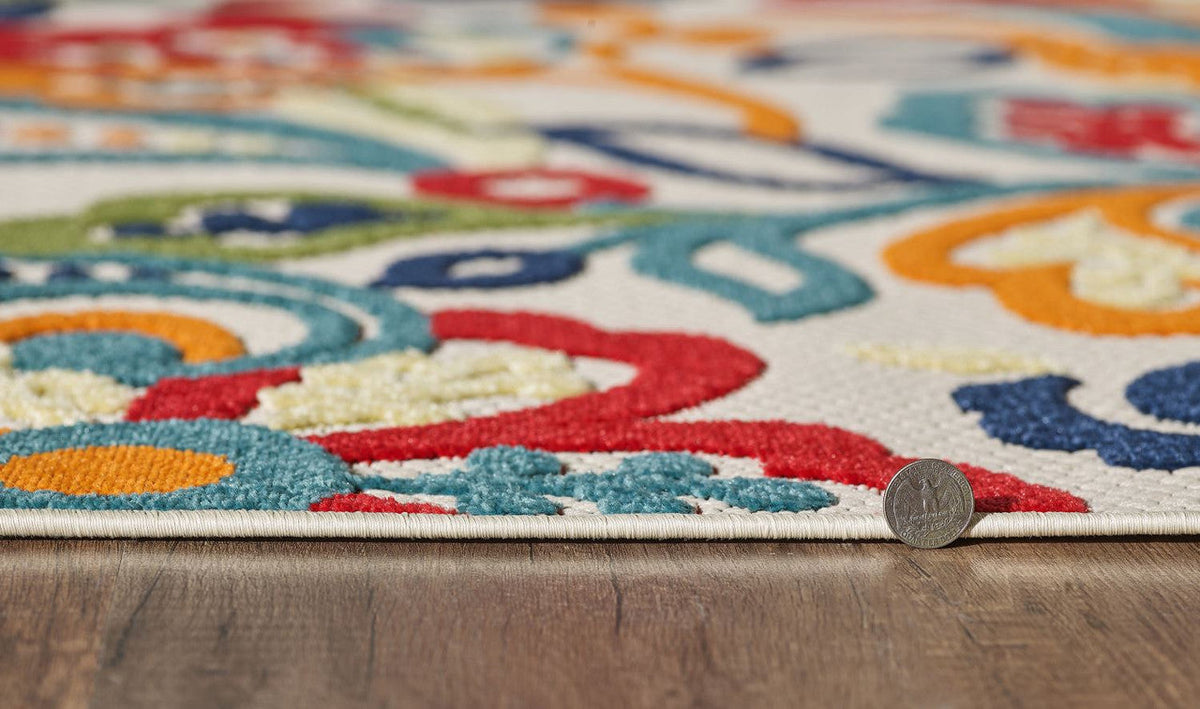 Penniac VI Indoor/Outdoor Area Rug - 6'7" X 9' - Ivory/Multi