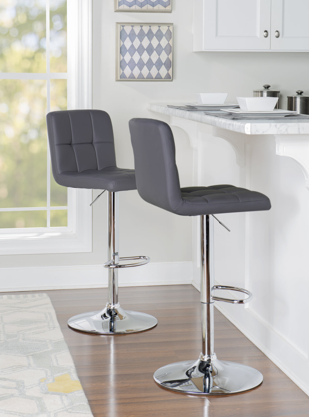 Brandt Bar Height Stool - Dark Grey, Chrome