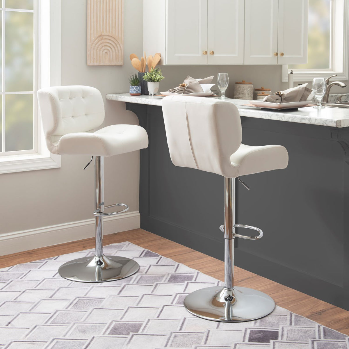 Bridger Bar Height Stool - White, Chrome