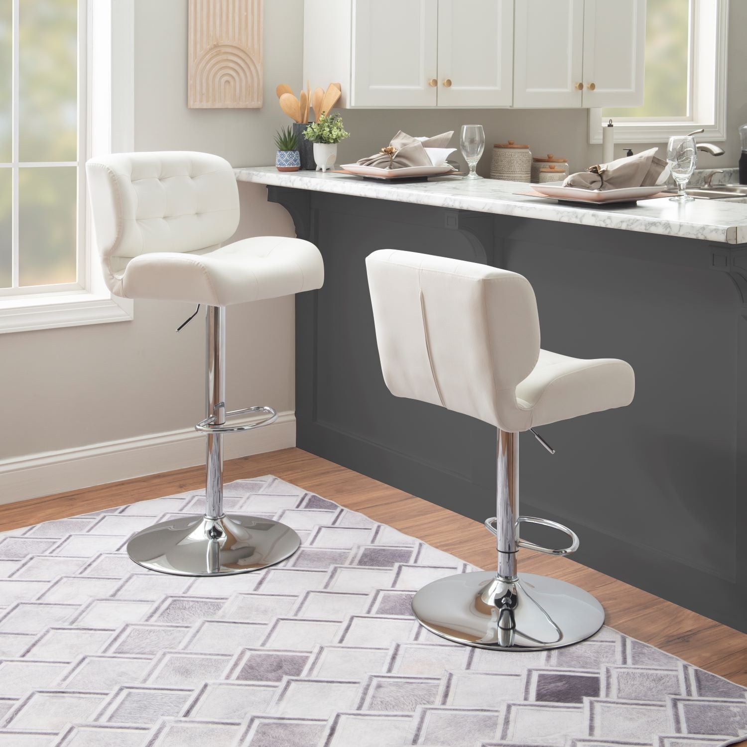 Bridger Bar Height Stool - White, Chrome
