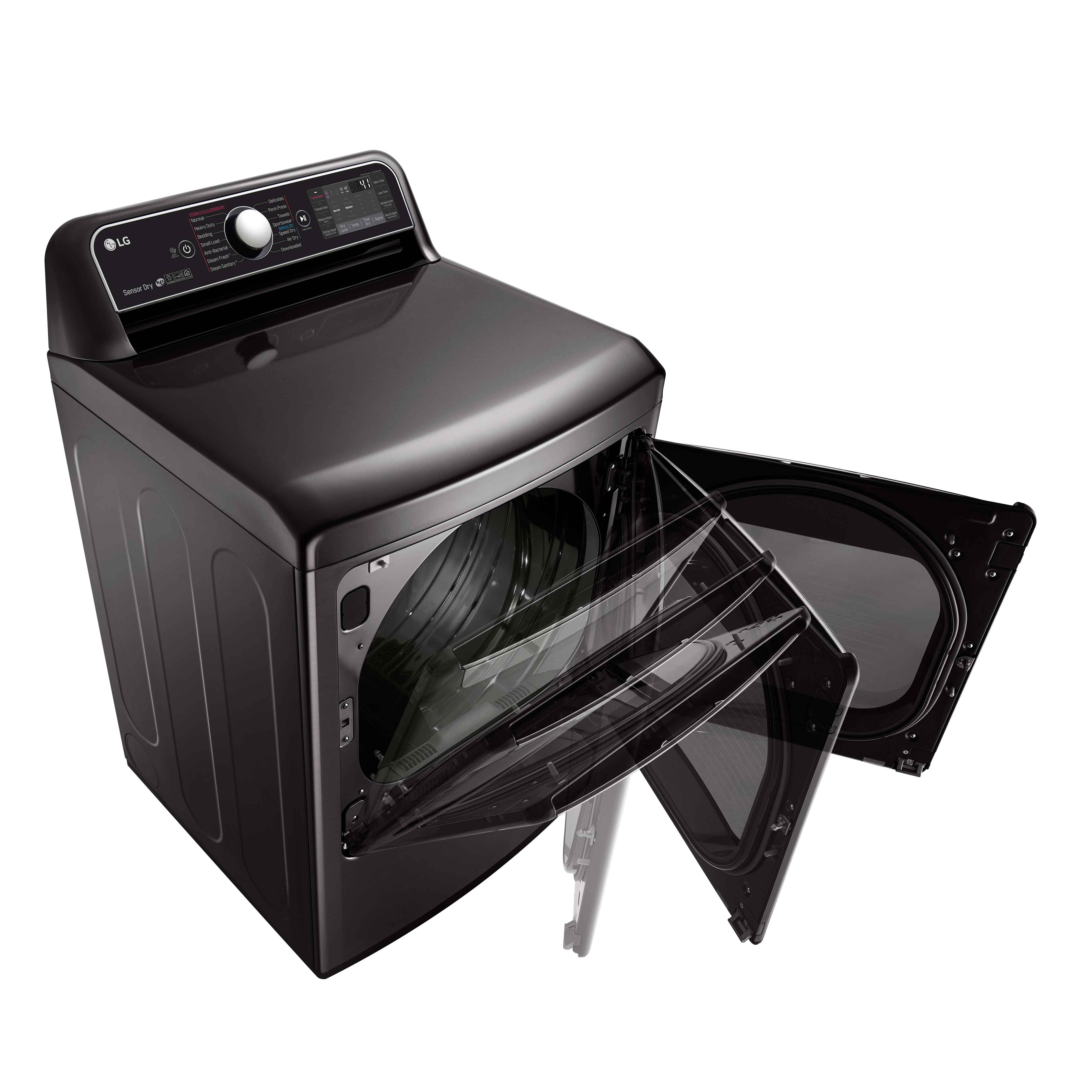 LG Black Steel TurboSteam™ Electric Dryer with EasyLoad™ Dual-opening Door (7.3 Cu.Ft.) - DLEX7900BE