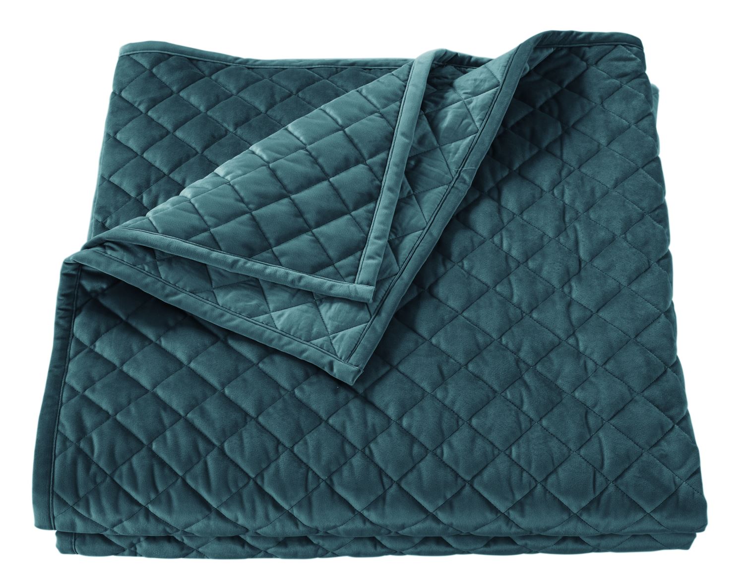 Grudina Velvet Diamond Queen Quilt Set - Teal