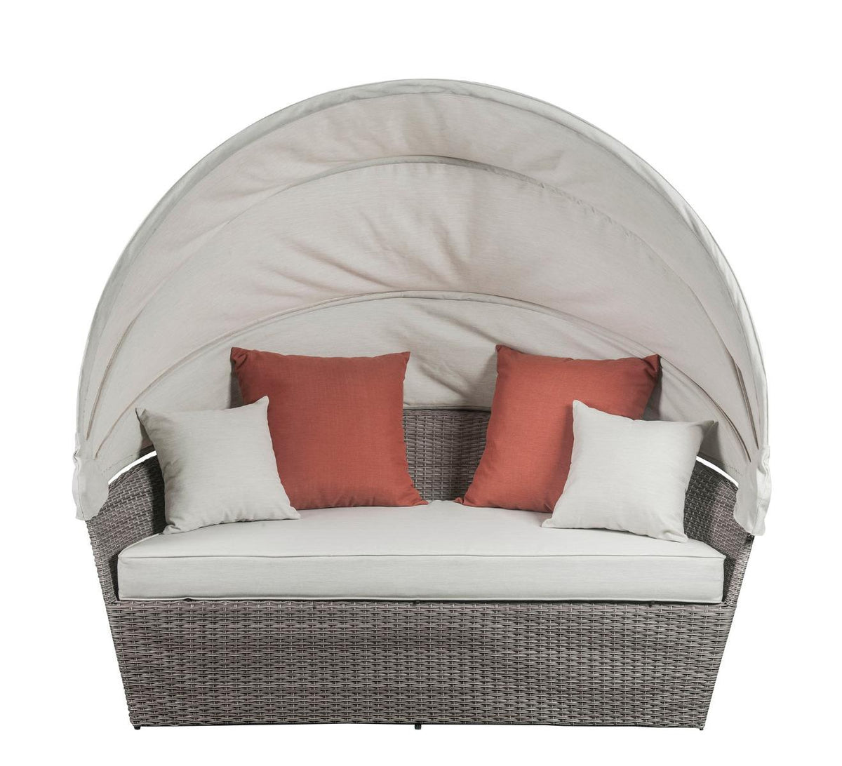 Island Pebbles Patio Canopy Daybed with Ottoman - Beige/Grey