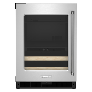 KitchenAid Refroidisseur à boissons 4,89 pi³ avec porte vitrée et façade des grilles en bois acier inoxydable KUBL214KSB