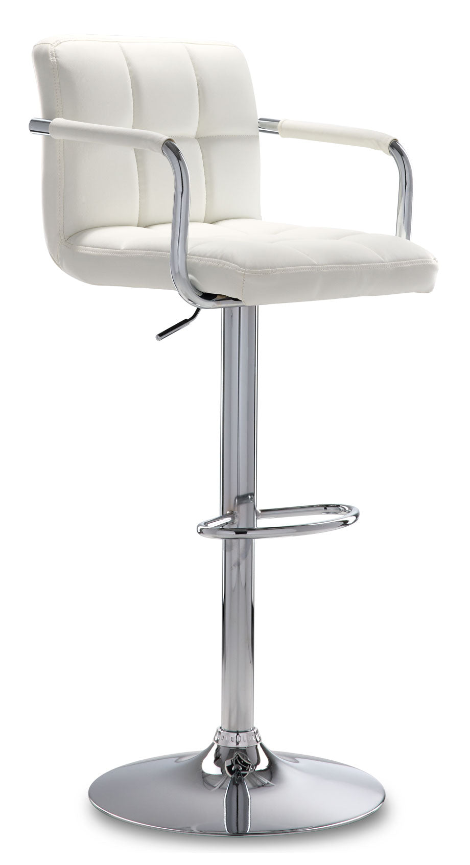 Kane Bar Height Stool - White, Chrome