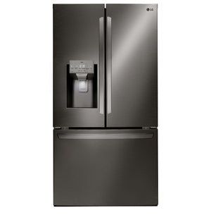 LG Réfrigérateur 28 pi³ de 36 po avec porte à 2 battants avec distributeur d’eau et glace acier inoxydable noir résistant aux taches - LRFS28XBD