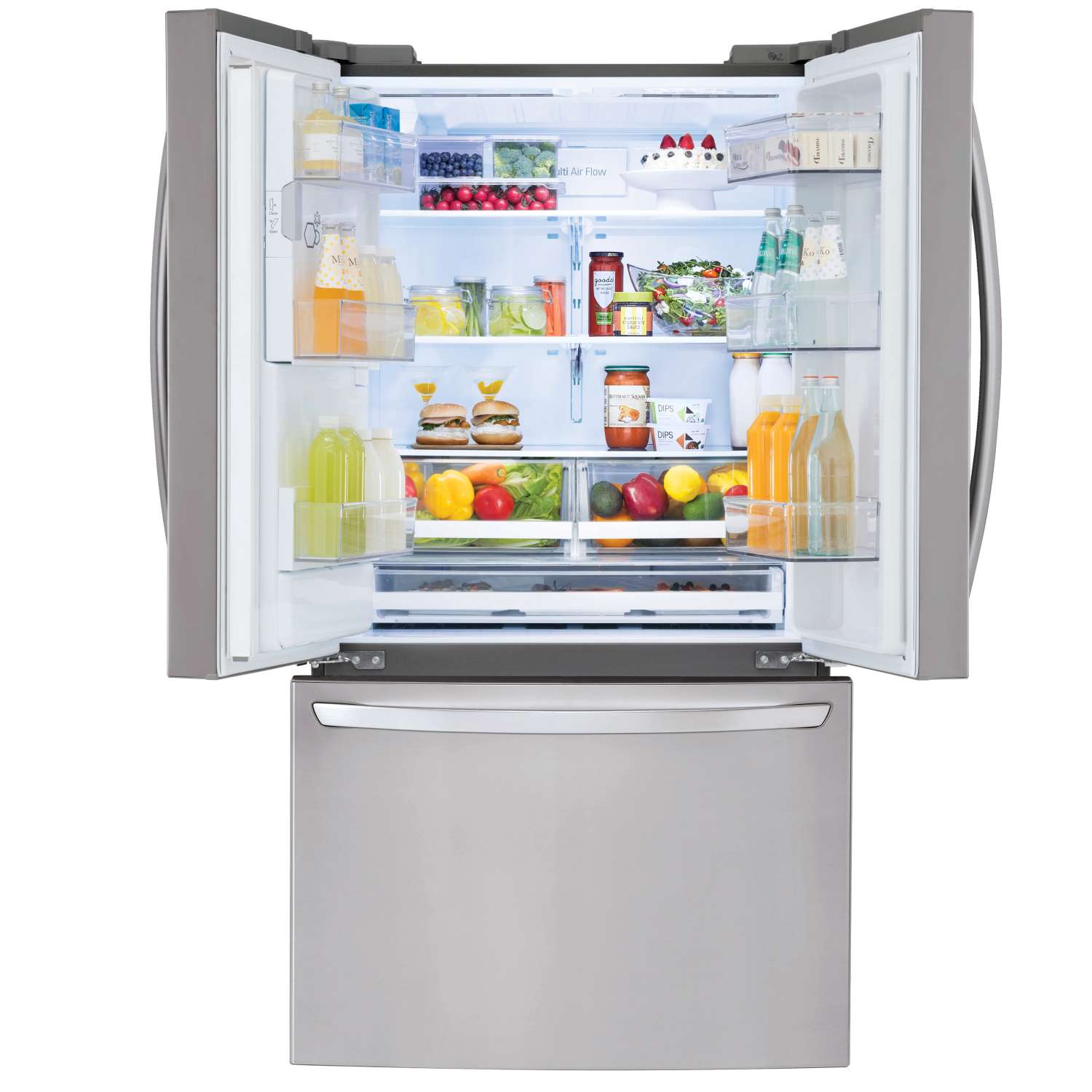 LG 36" 28 Cu. Ft. Smudge Resistant Stainless Steel French Door Refrigerator with Ice & Water Dispenser - LRFS28XBS