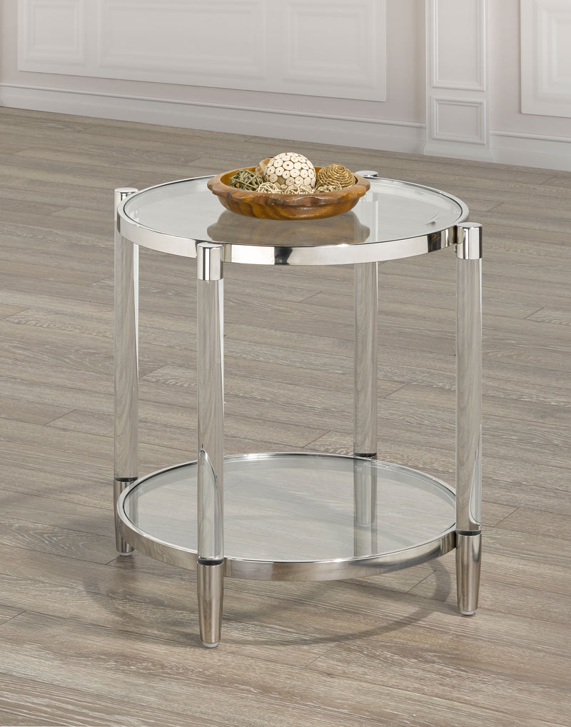 Lark End Table Glass and Chrome Leon's