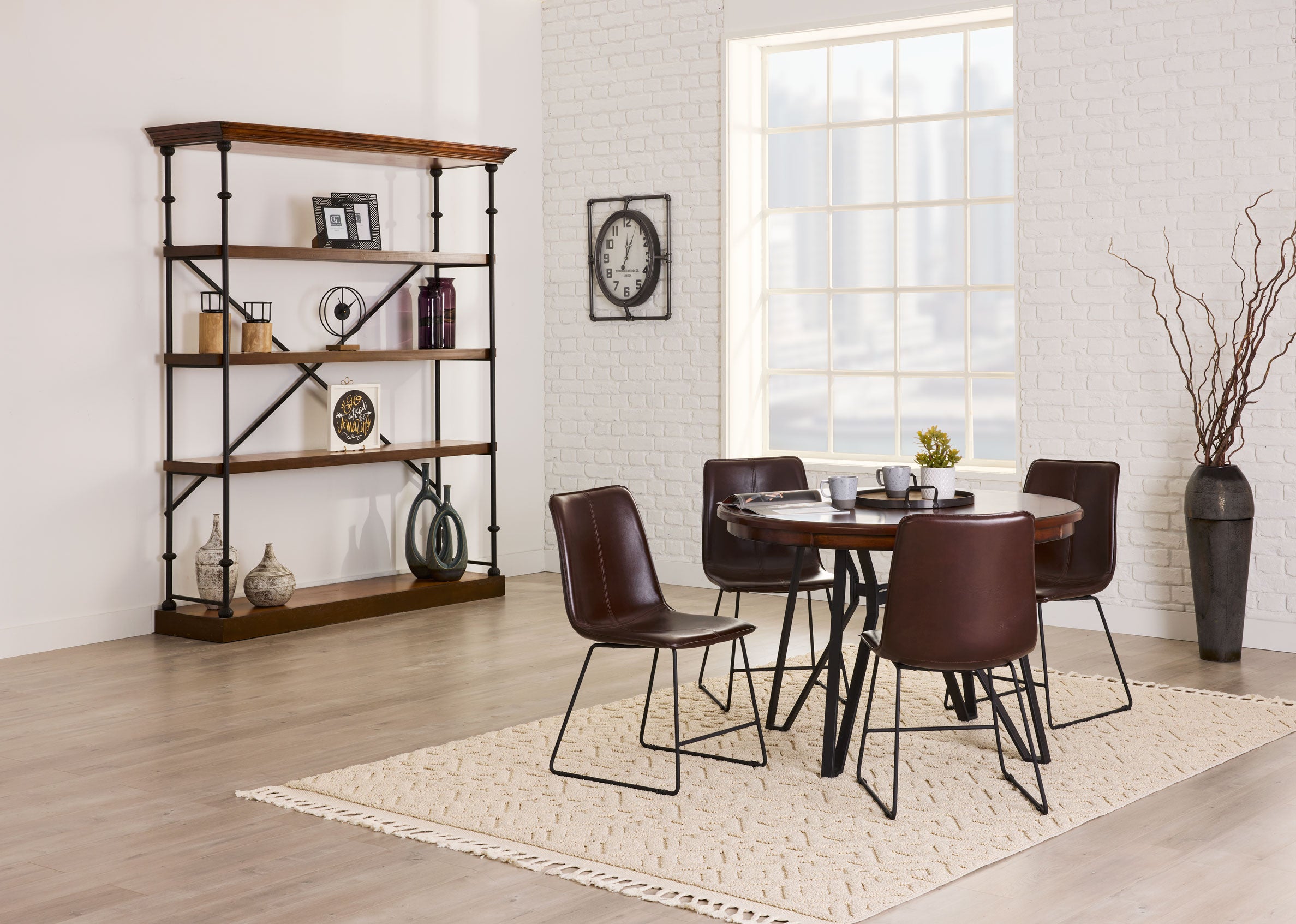 Leo 5-Piece Dining Set - Brown Cherry, Brown
