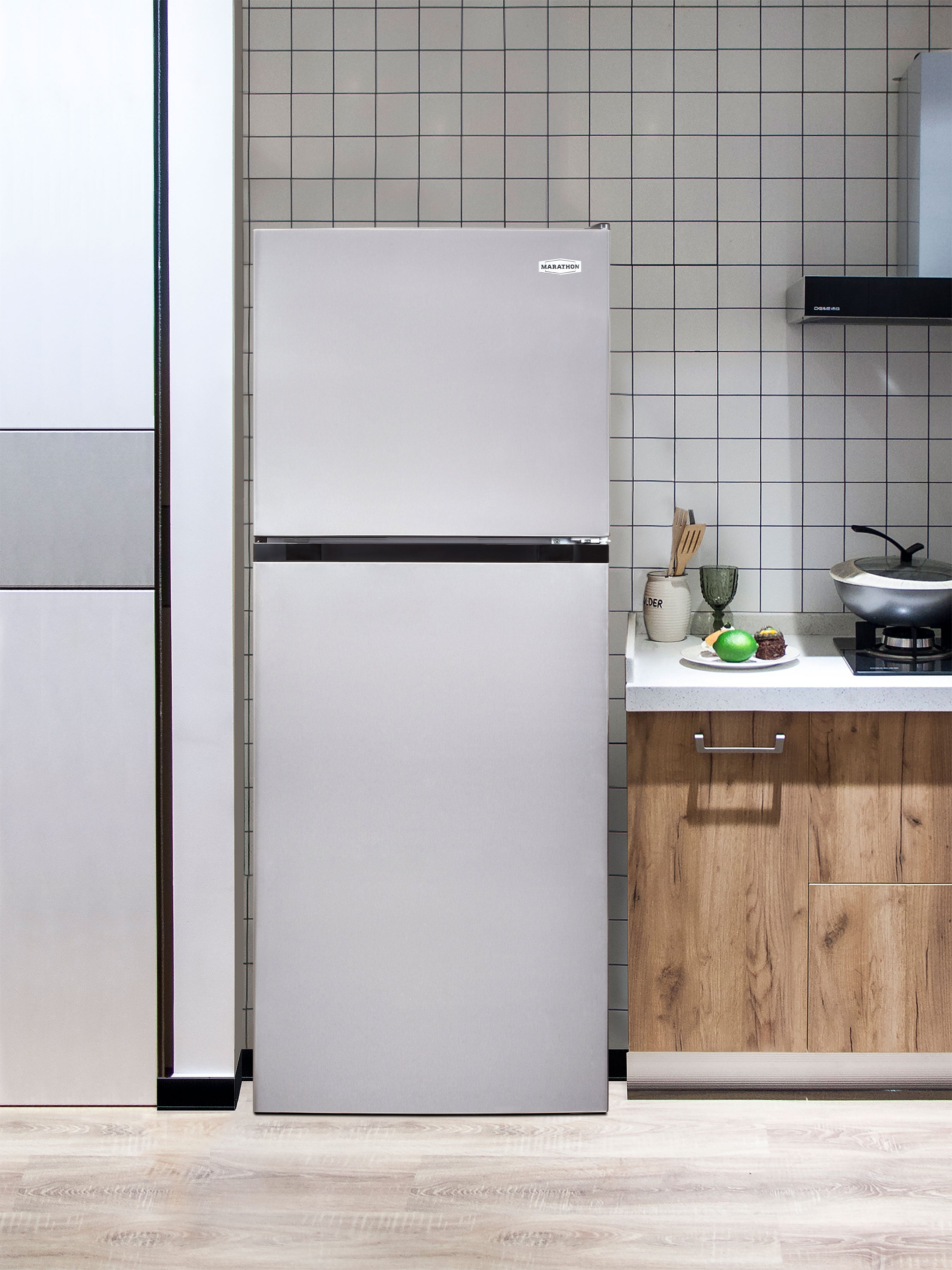 Marathon 23.4" 12.1 Cu.Ft. Stainless Steel Top-Freezer Refrigerator - MFF123SS