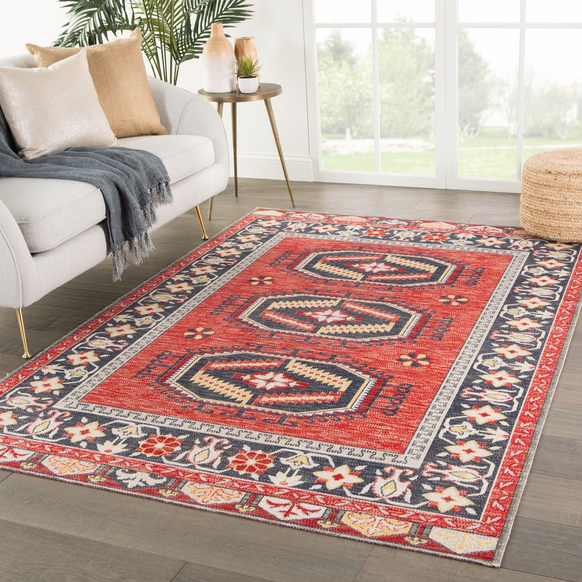 Mikras VIII Area Rug - 5' X 7'6" - Red/Yellow