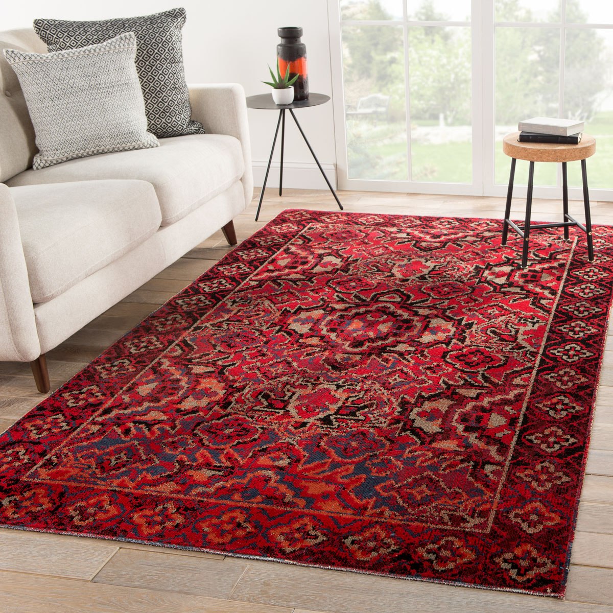 Mikras I Area Rug - 7'6" X 9'6" - Red/Black