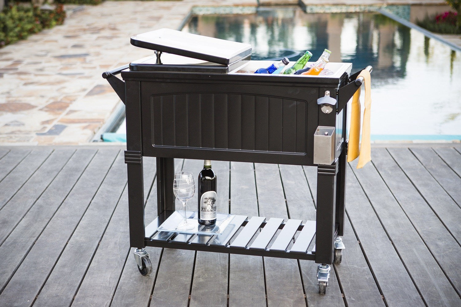 Permasteel 80Qt Furniture Style Patio Cooler - Black