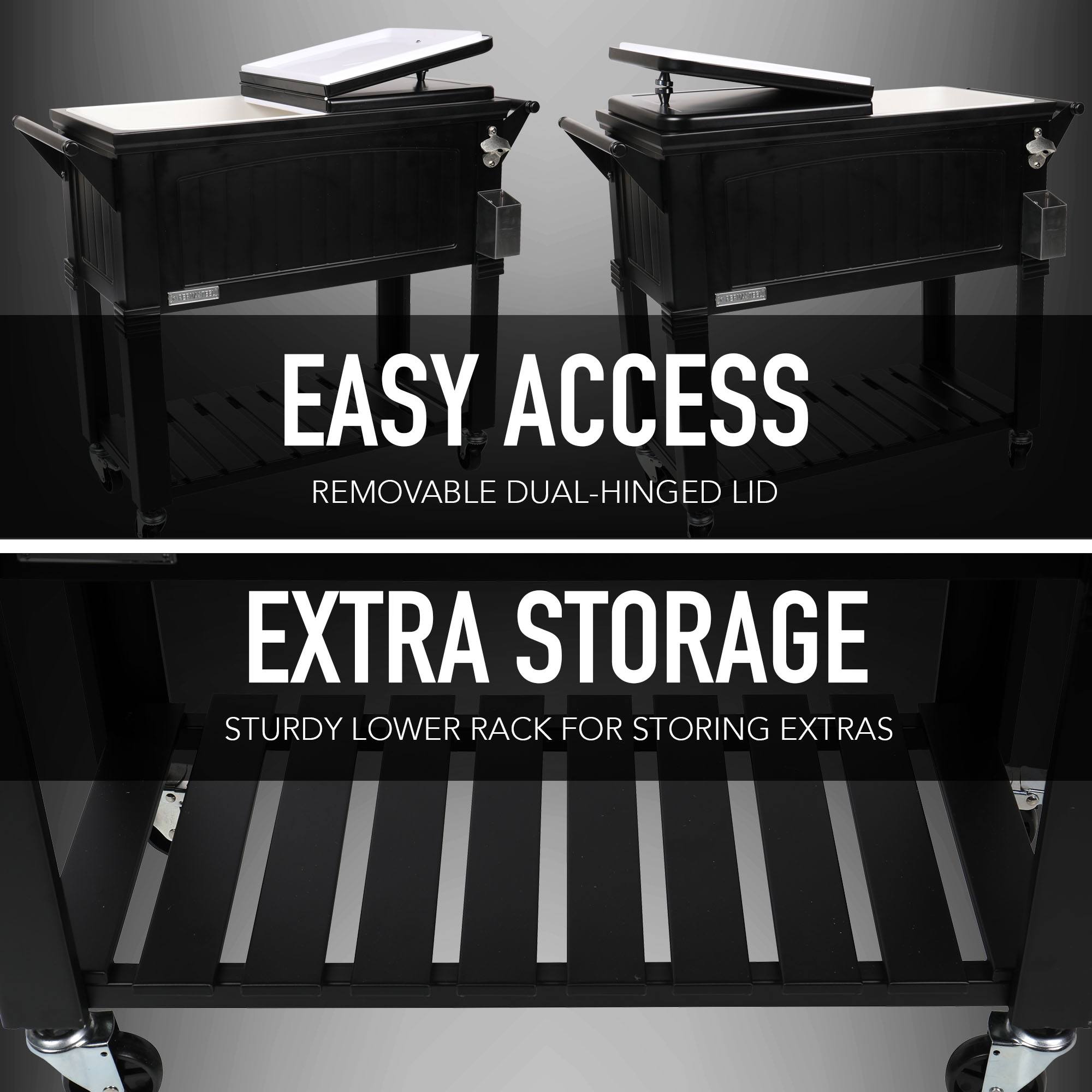 Permasteel 80Qt Furniture Style Patio Cooler - Black