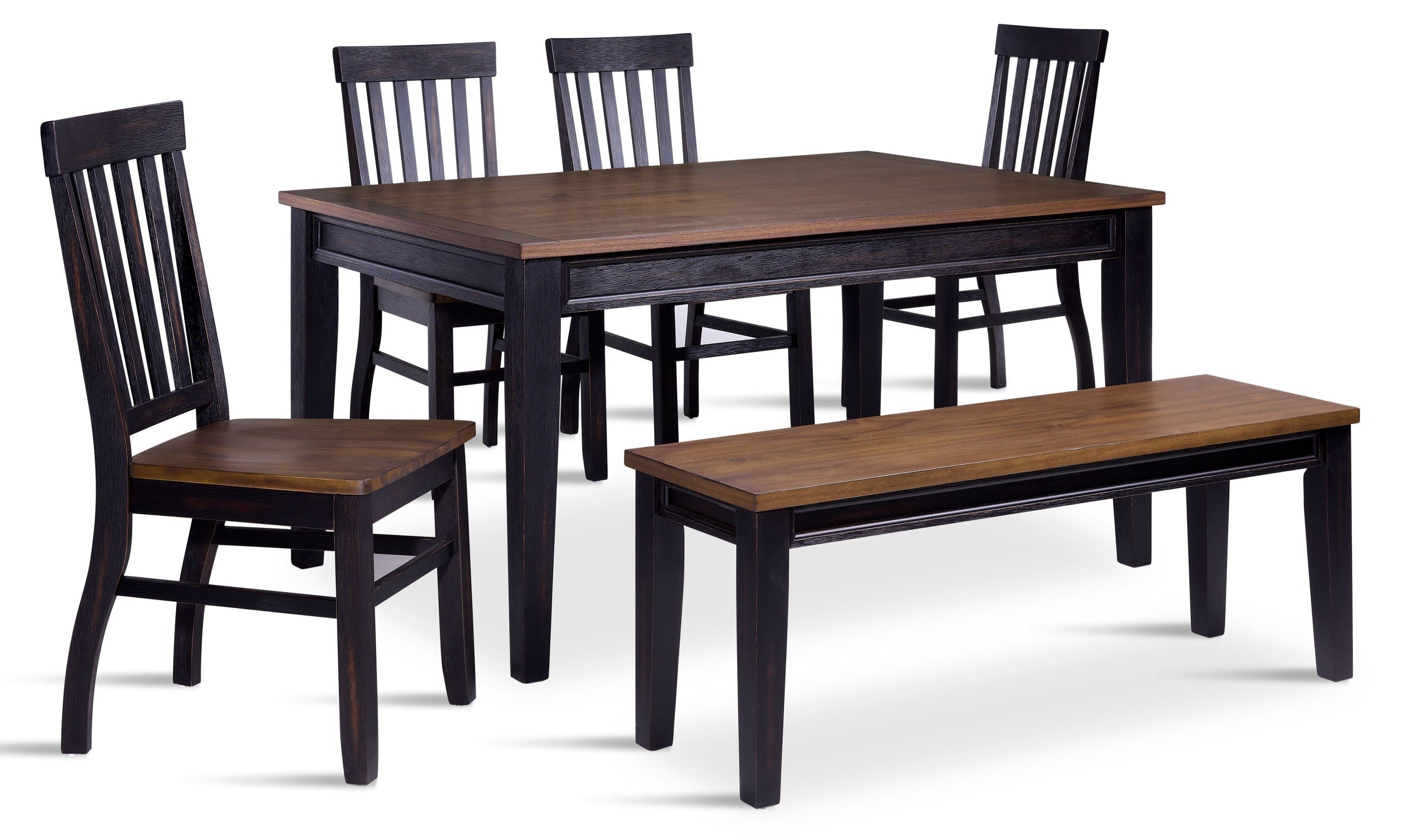 Caylie Noir 6-Piece Dining Set - Ebony, Driftwood
