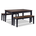 Caylie Noir 3-Piece Dining Set with Benches - Ebony, Driftwood