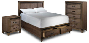 Rossco Chambre à coucher avec rangement 5 mcx grand – chêne rustique