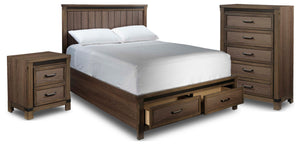 Rossco Chambre à coucher avec rangement 5 mcx très grand – chêne rustique