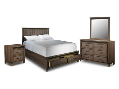 Rossco Chambre à coucher avec rangement 6 mcx grand – chêne rustique