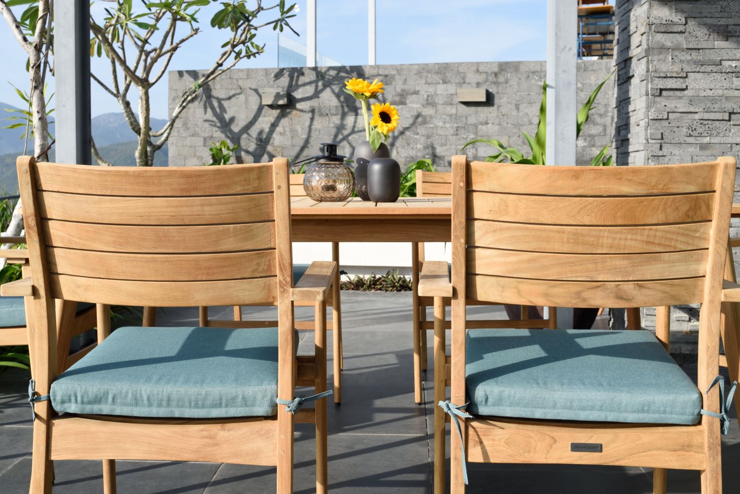 Bandrele Teak Outdoor 7-Piece Dining Package - Green/Natural