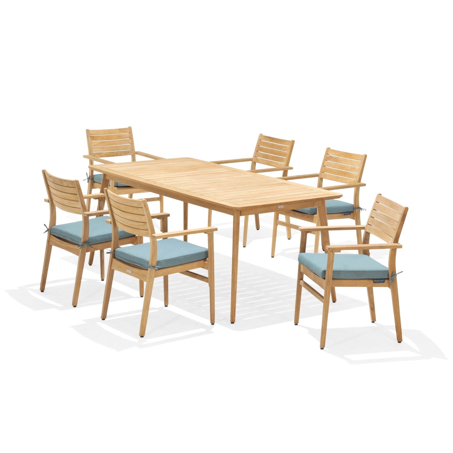 Bandrele Teak Outdoor 7-Piece Dining Package - Green/Natural