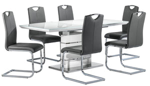 Danny Salle à manger 7 mcx avec rallonge – blanc et gris foncé