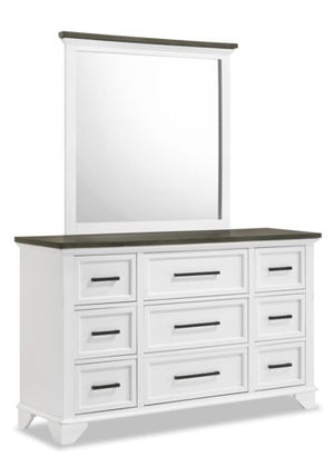 Abigail Bureau 9 tiroirs – blanc et gris