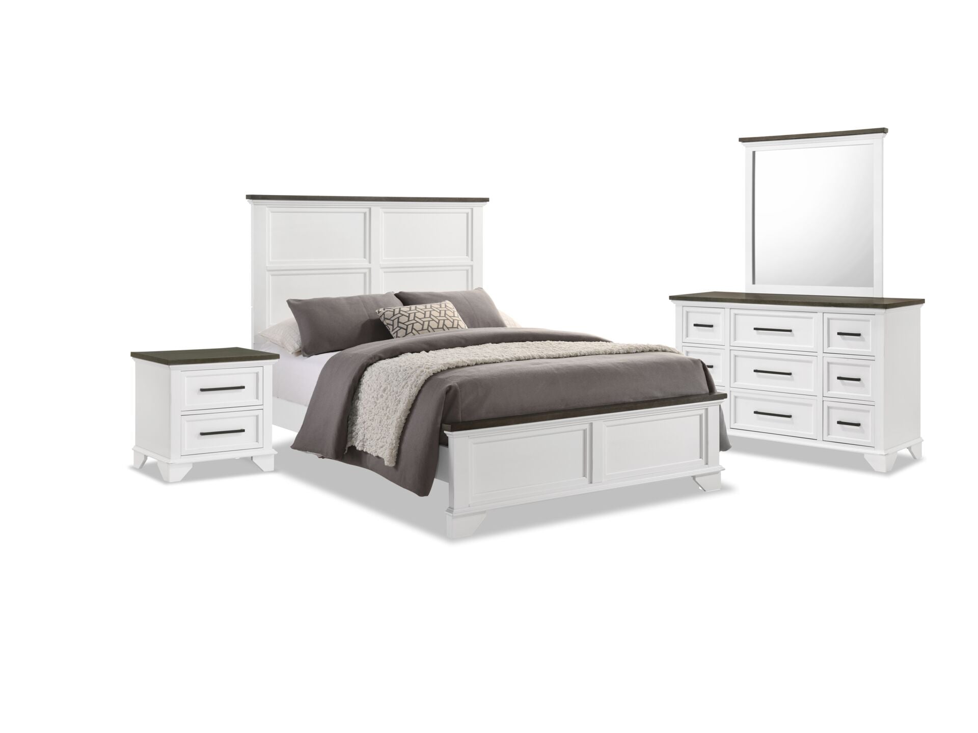 Abigail 6-Piece Full Bedroom Package - White and Grey