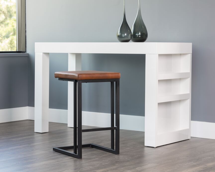 Boone Counter Height Stool - Black, Bravo Cognac